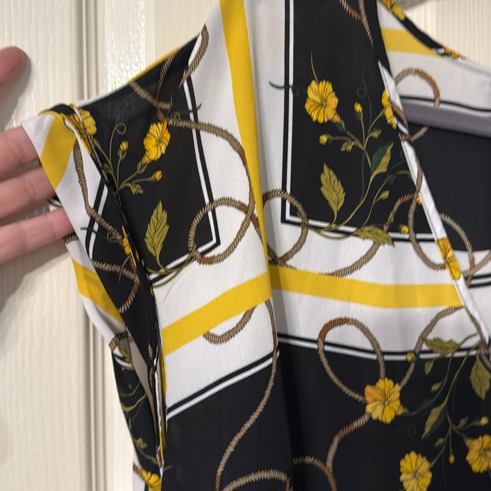 NY & Co 7th Ave Black and Yellow Floral blouse - Picture 5 of 7